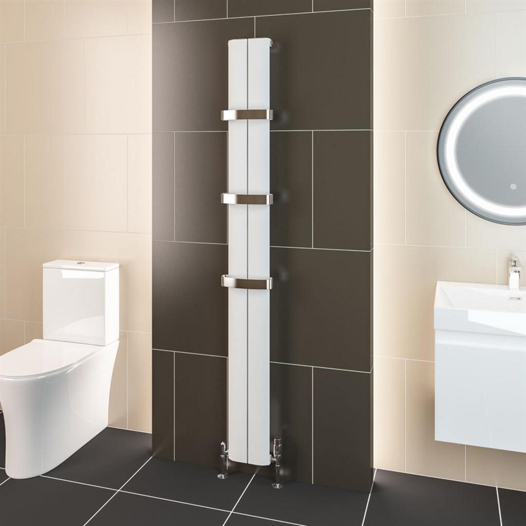 Eastbrook Berlini Aluminium Vertical Radiator 1800mm x 185mm - Matt White - 86.0107 - TAP 'N' SHOWER