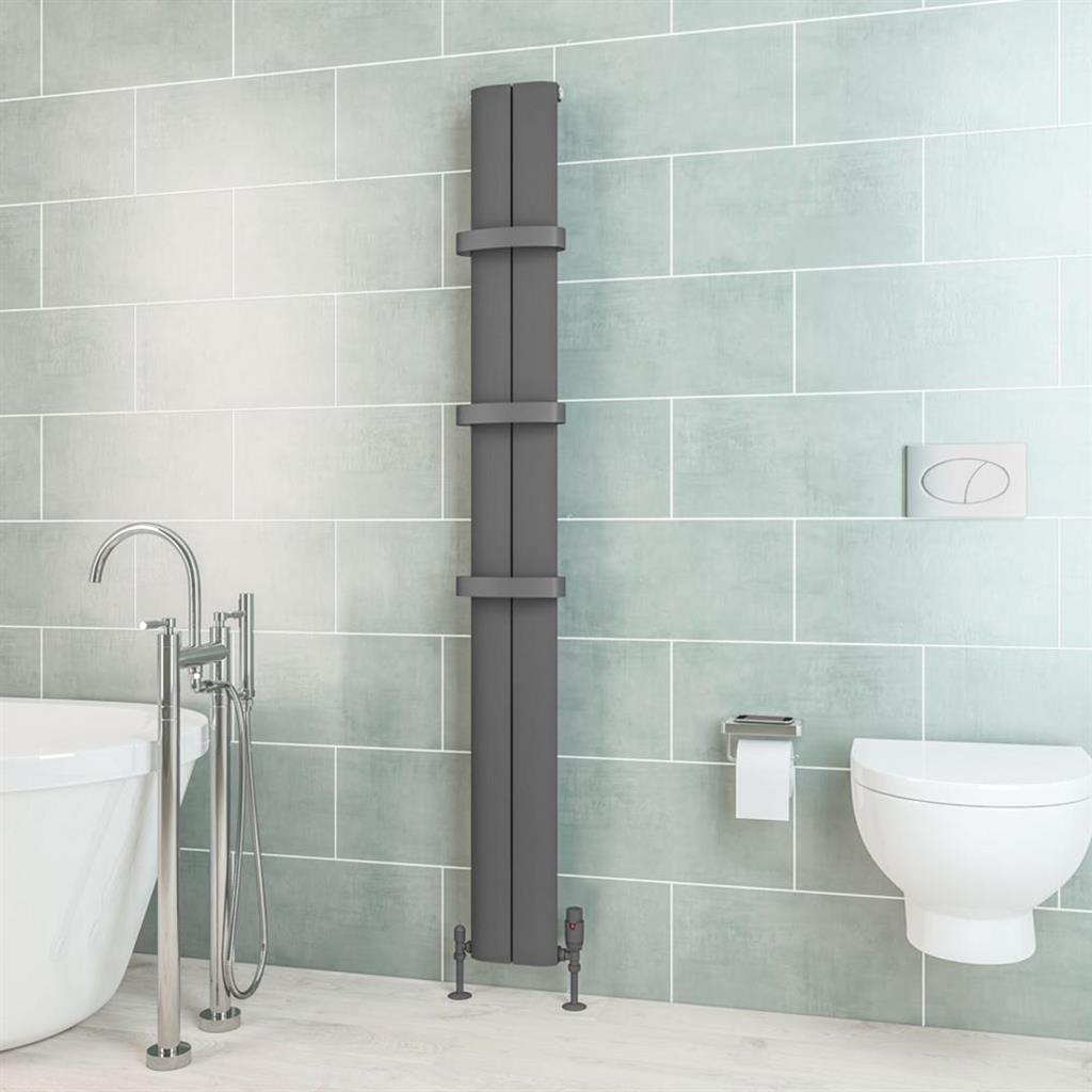 Eastbrook Berlini Aluminium Vertical Radiator 1800mm x 185mm - Matt Anthracite - 86.0108 - TAP 'N' SHOWER