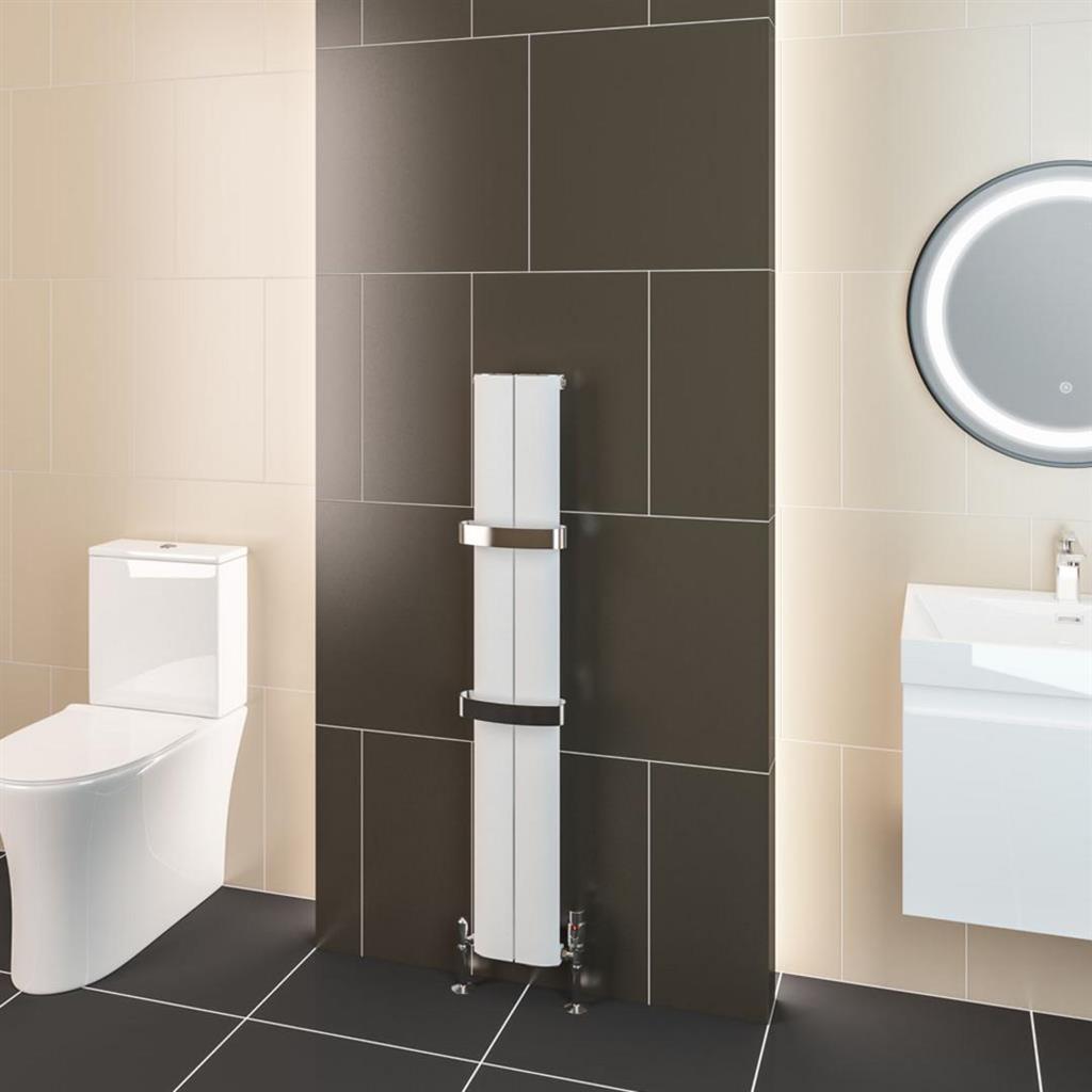 Eastbrook Berlini Aluminium Vertical Radiator 1200mm x 185mm - Matt White - 86.0144 - TAP 'N' SHOWER