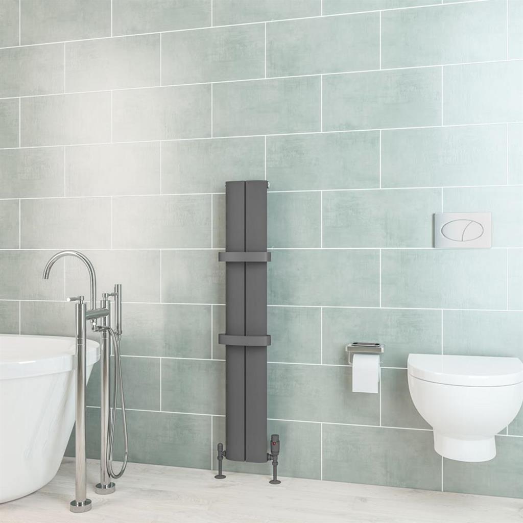 Eastbrook Berlini Aluminium Vertical Radiator 1200mm x 185mm - Matt Anthracite - 86.0145 - TAP 'N' SHOWER