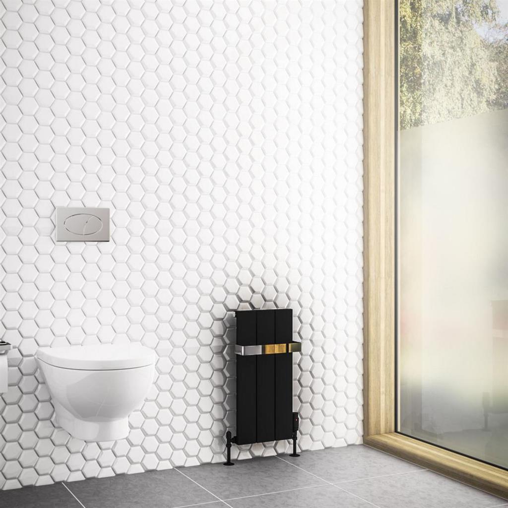 Eastbrook Rosano Aluminium Vertical Flat Panel Radiator 600mm x 280mm - Matt Black - 86.0149 - TAP 'N' SHOWER