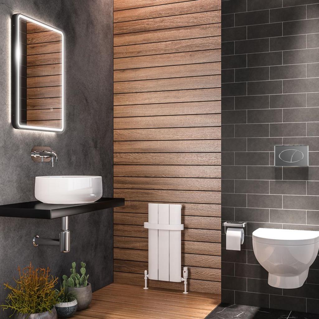 Eastbrook Peretti Aluminium Vertical Flat Panel Radiator 600mm x 280mm - Matt White - 86.0150 - TAP 'N' SHOWER