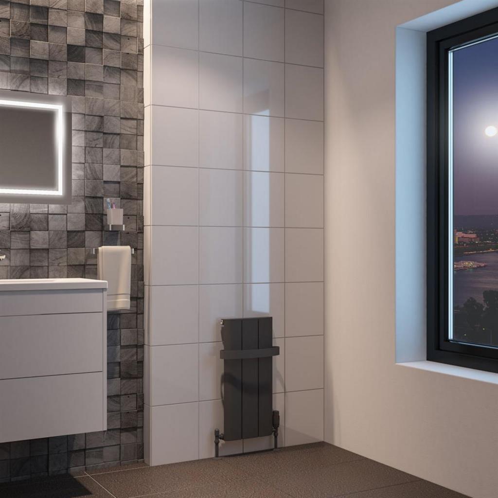 Eastbrook Peretti Aluminium Vertical Flat Panel Radiator 600mm x 280mm - Matt Anthracite - 86.0151 - TAP 'N' SHOWER