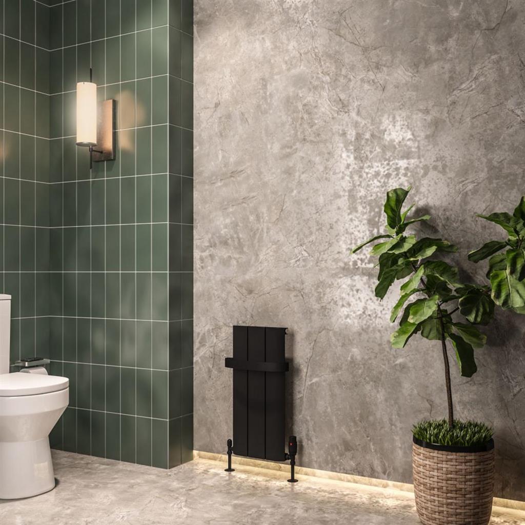 Eastbrook Peretti Aluminium Vertical Flat Panel Radiator 600mm x 280mm - Matt Black - 86.0152 - TAP 'N' SHOWER