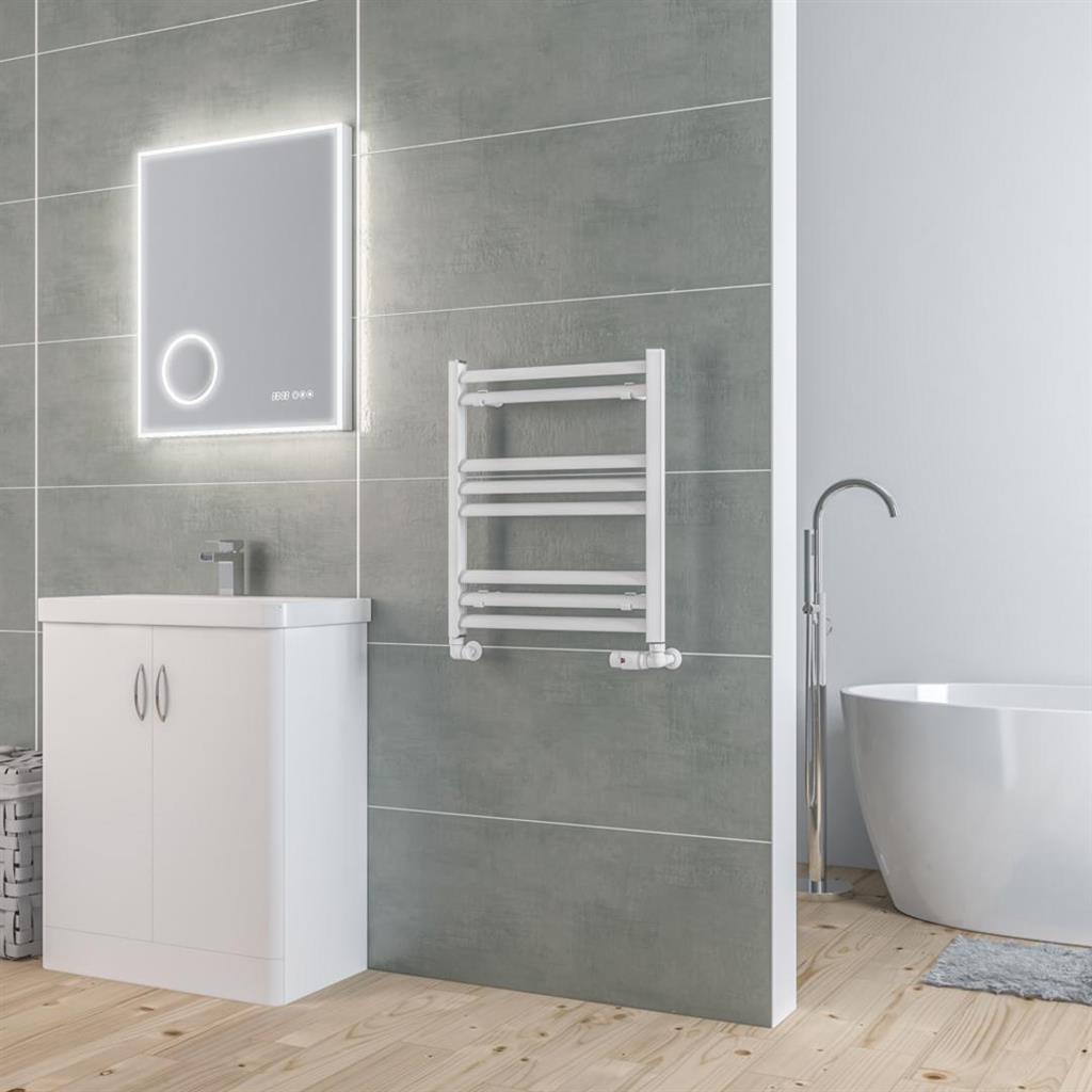 Eastbrook Velor Aluminium Towel Radiator 600mm x 500mm - Matt White - 86.0158 - TAP 'N' SHOWER