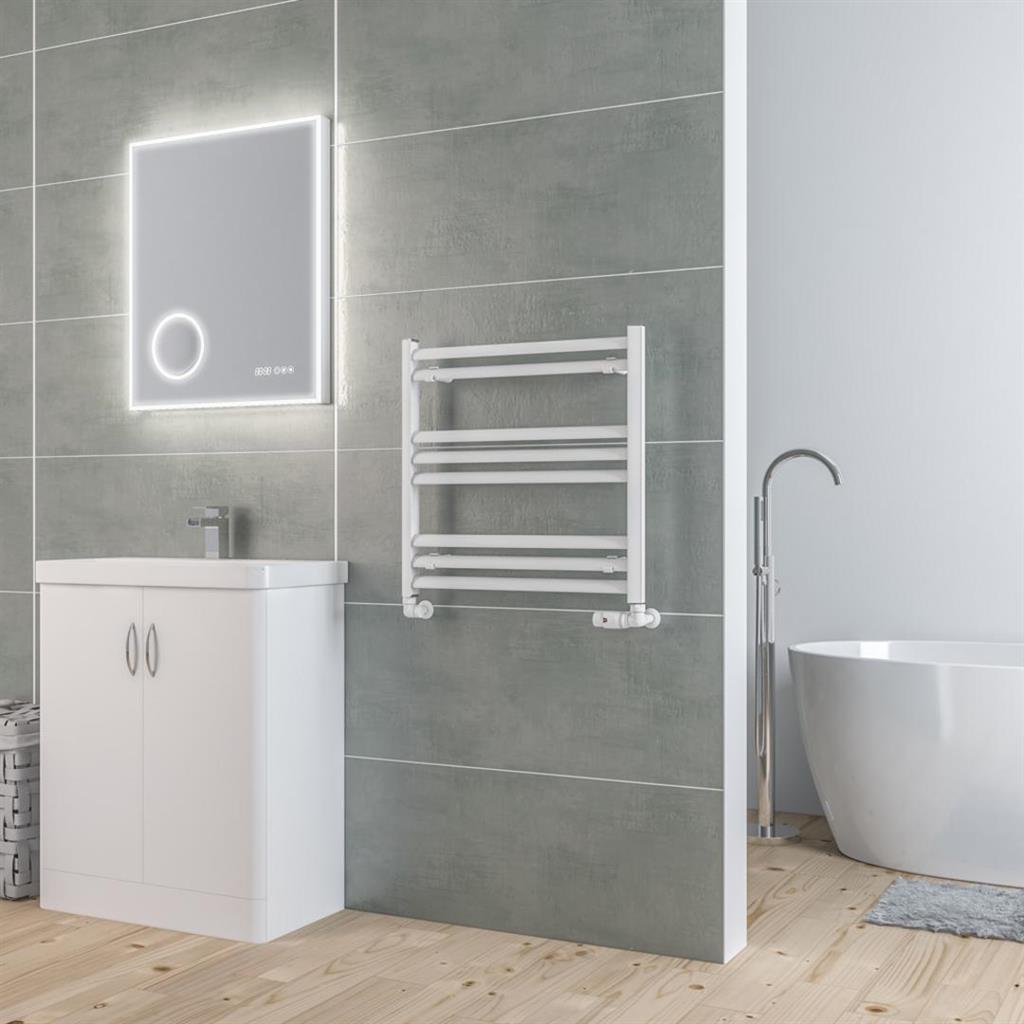 Eastbrook Velor Aluminium Towel Radiator 600mm x 600mm - Matt White - 86.0159 - TAP 'N' SHOWER