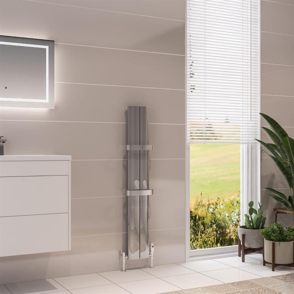 Eastbrook Berlini Aluminium Vertical Radiator 1200mm x 185mm - Polished - 86.0185 - TAP 'N' SHOWER