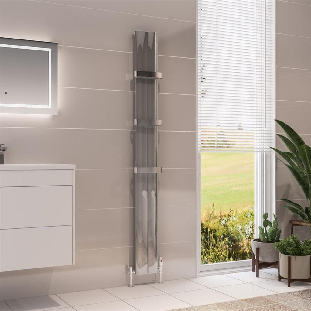 Eastbrook Berlini Aluminium Vertical Radiator 1800mm x 185mm - Polished - 86.0186 - TAP 'N' SHOWER