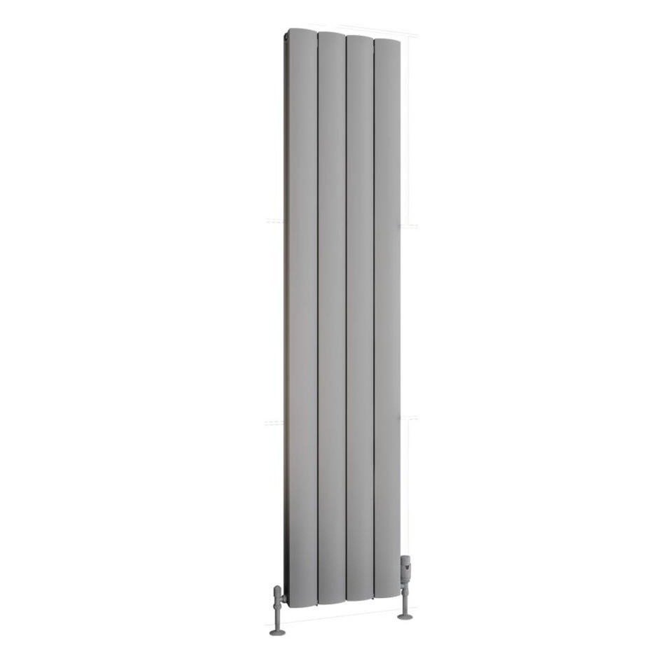Eastbrook Guardia Aluminium Vertical Radiator1800mm x 375mm - Grey - 86.0190 - TAP 'N' SHOWER