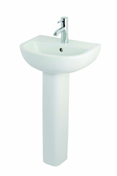 Rak Compact Basin 1 Tap Hole - 450mm - White - COM45BAS1 - TAP 'N' SHOWER