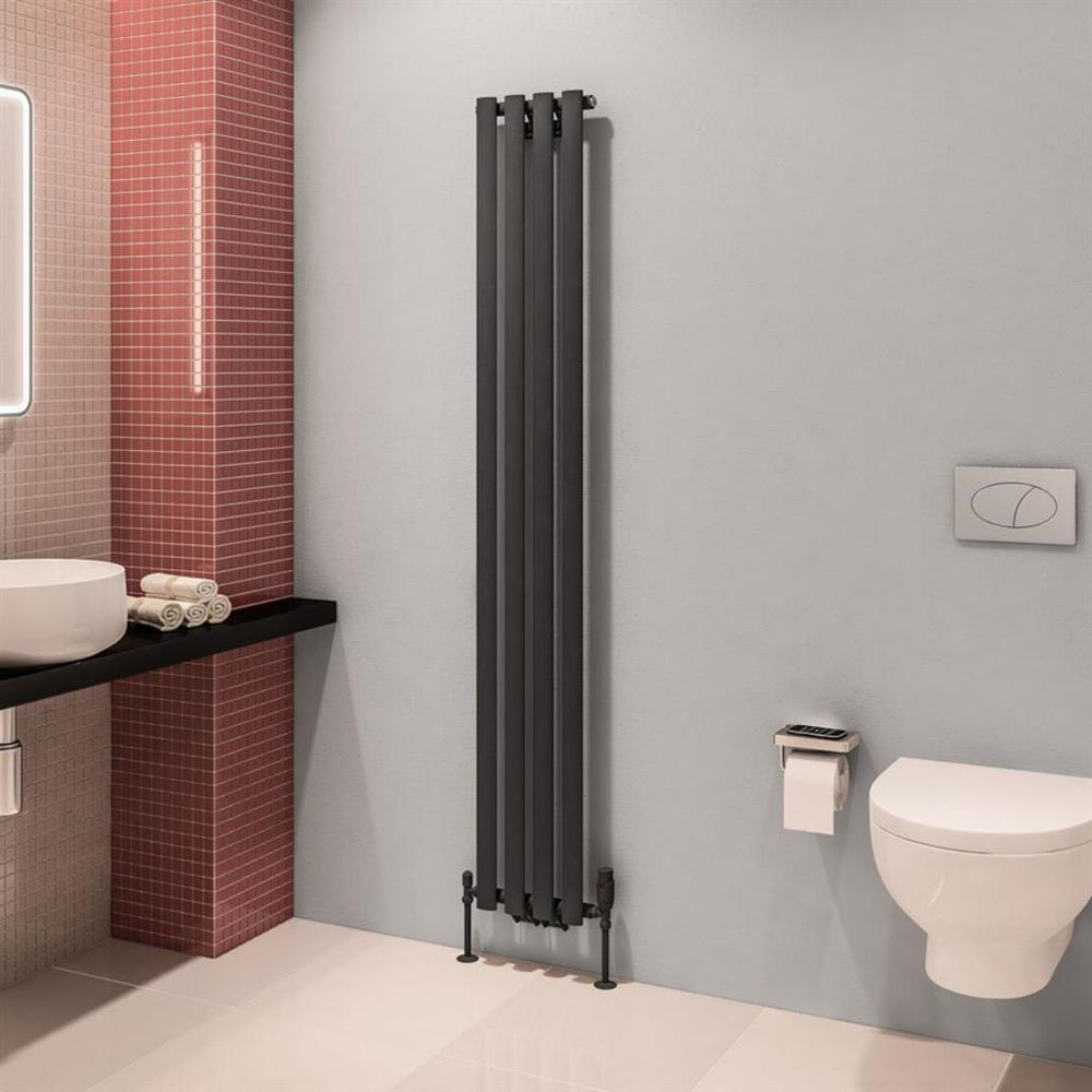Eastbrook Tunstall Vertical Designer Radiator 1800mm x 280mm - Matt Anthracite - 89.0002 - TAP 'N' SHOWER