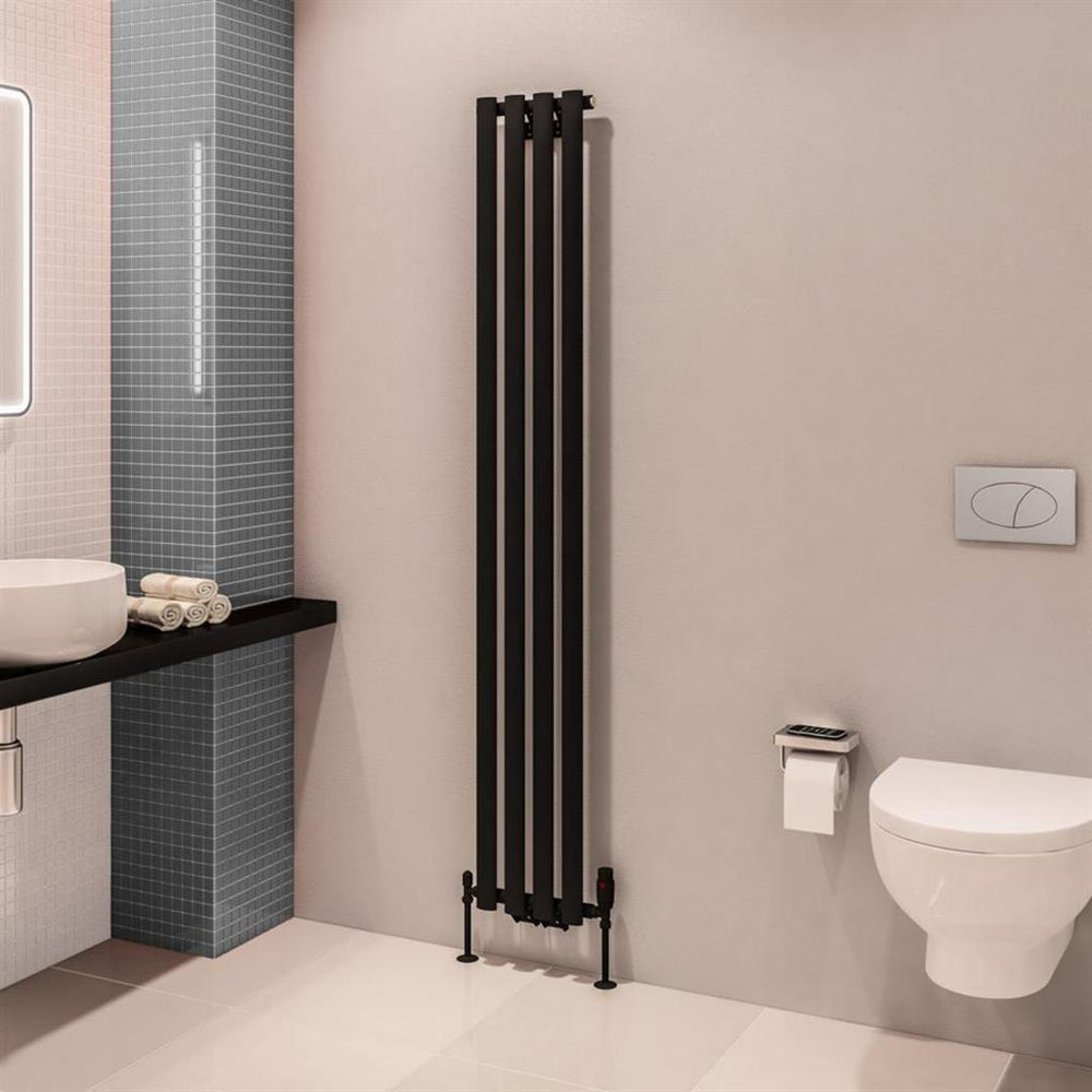 Eastbrook Tunstall Vertical Designer Radiator 1800mm x 280mm - Matt Black - 89.0003 - TAP 'N' SHOWER