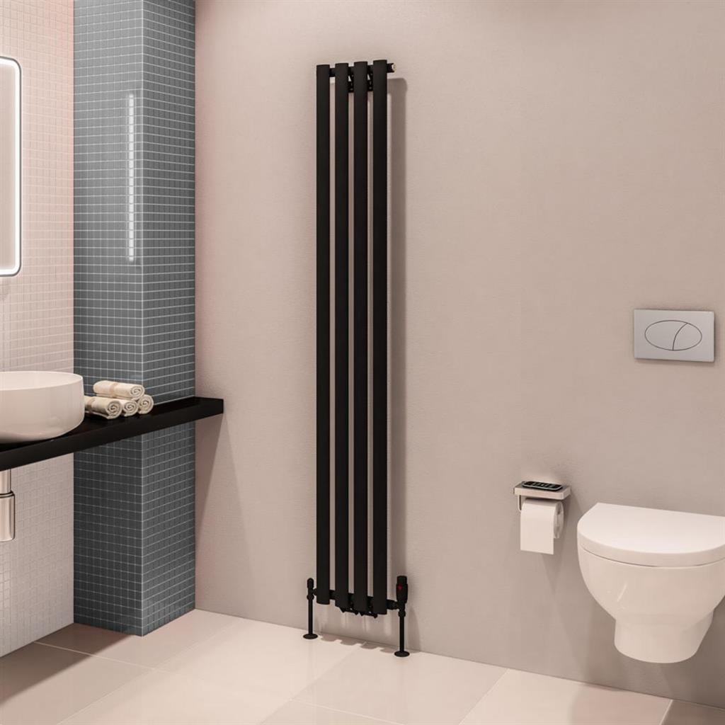 Eastbrook Tunstall Vertical Designer Radiator 1800mm x 280mm - Matt Black - 89.0003 - TAP 'N' SHOWER