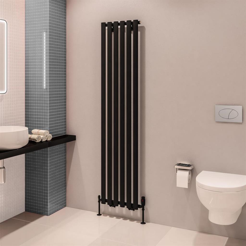 Eastbrook Tunstall Vertical Designer Radiator 1800mm x 630mm - Matt Black - 89.0011 - TAP 'N' SHOWER