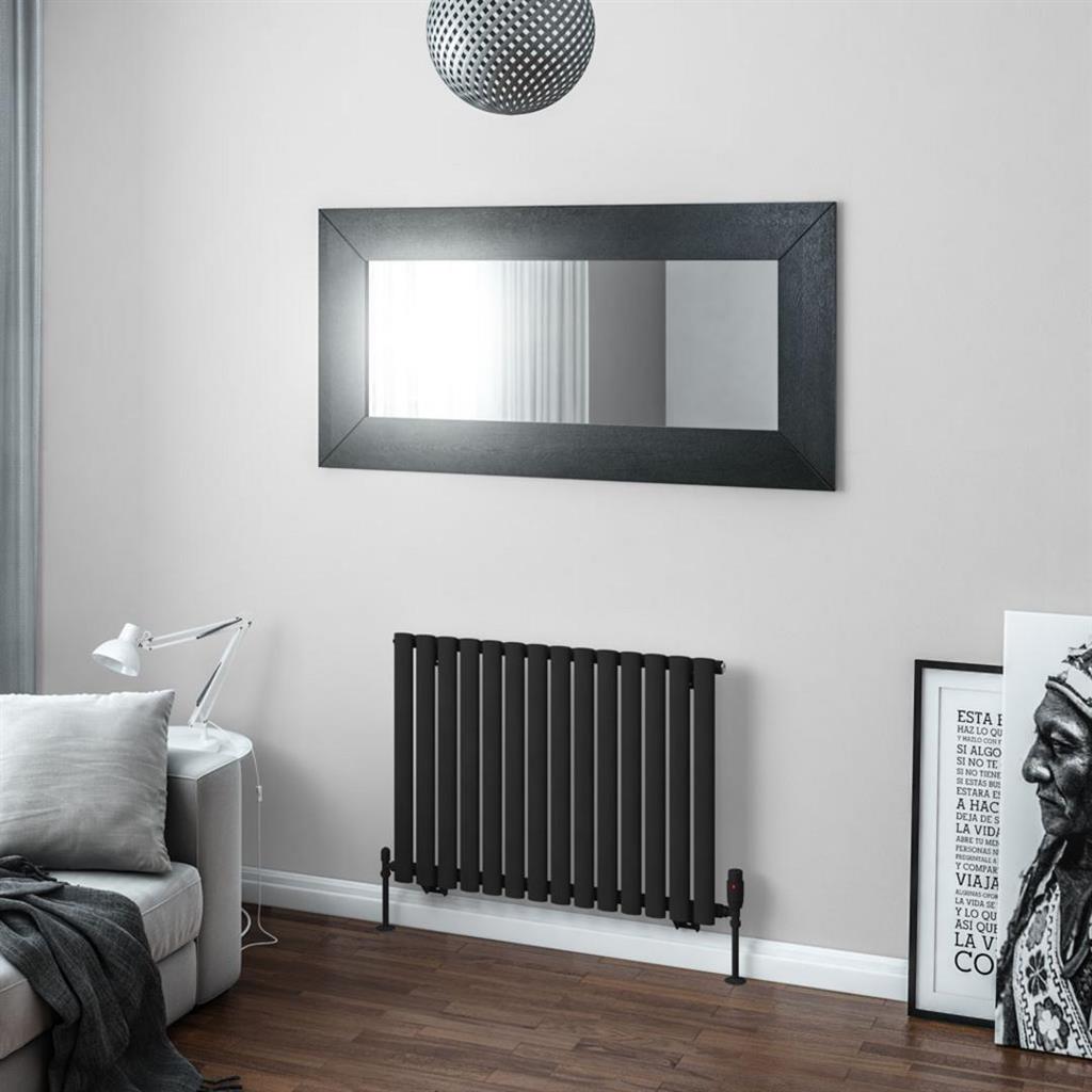 Eastbrook Tunstall Horizontal Designer Radiator 600mm x 825mm - Matt Black - 89.0018 - TAP 'N' SHOWER