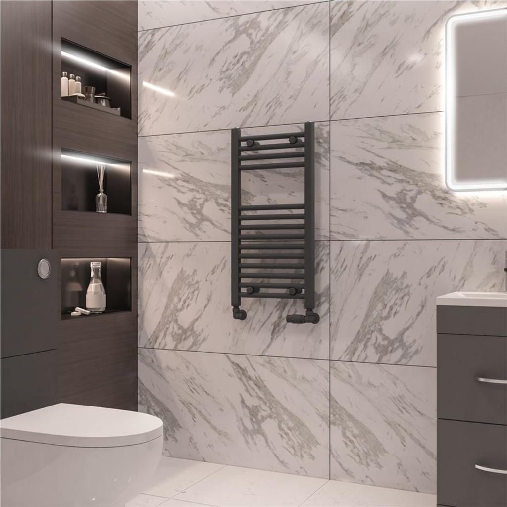 Eastbrook Wingrave Straight Ladder Towel Radiator 800mm x 400mm - Matt Anthracite - 89.0068 - TAP 'N' SHOWER