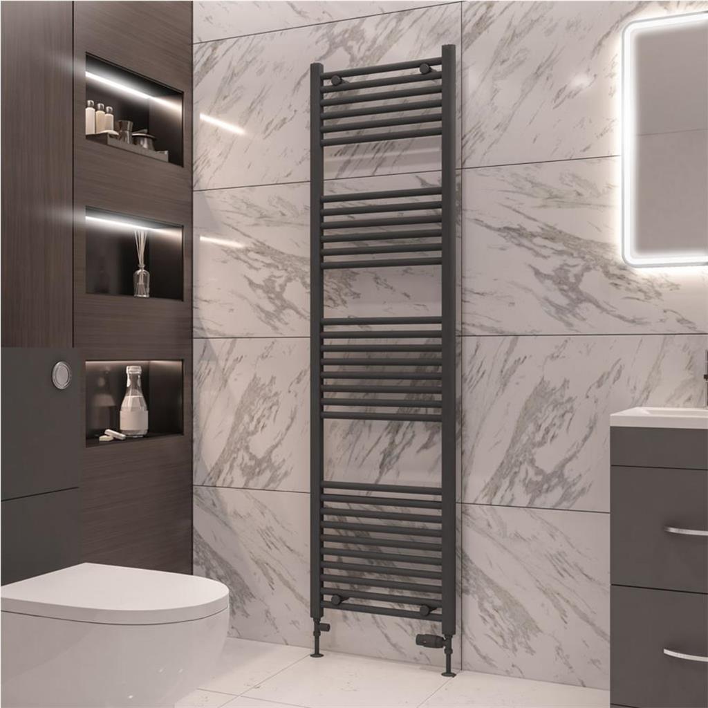 Eastbrook Wingrave Straight Ladder Towel Radiator 1800mm x 500mm - Matt Anthracite - 89.0077 - TAP 'N' SHOWER