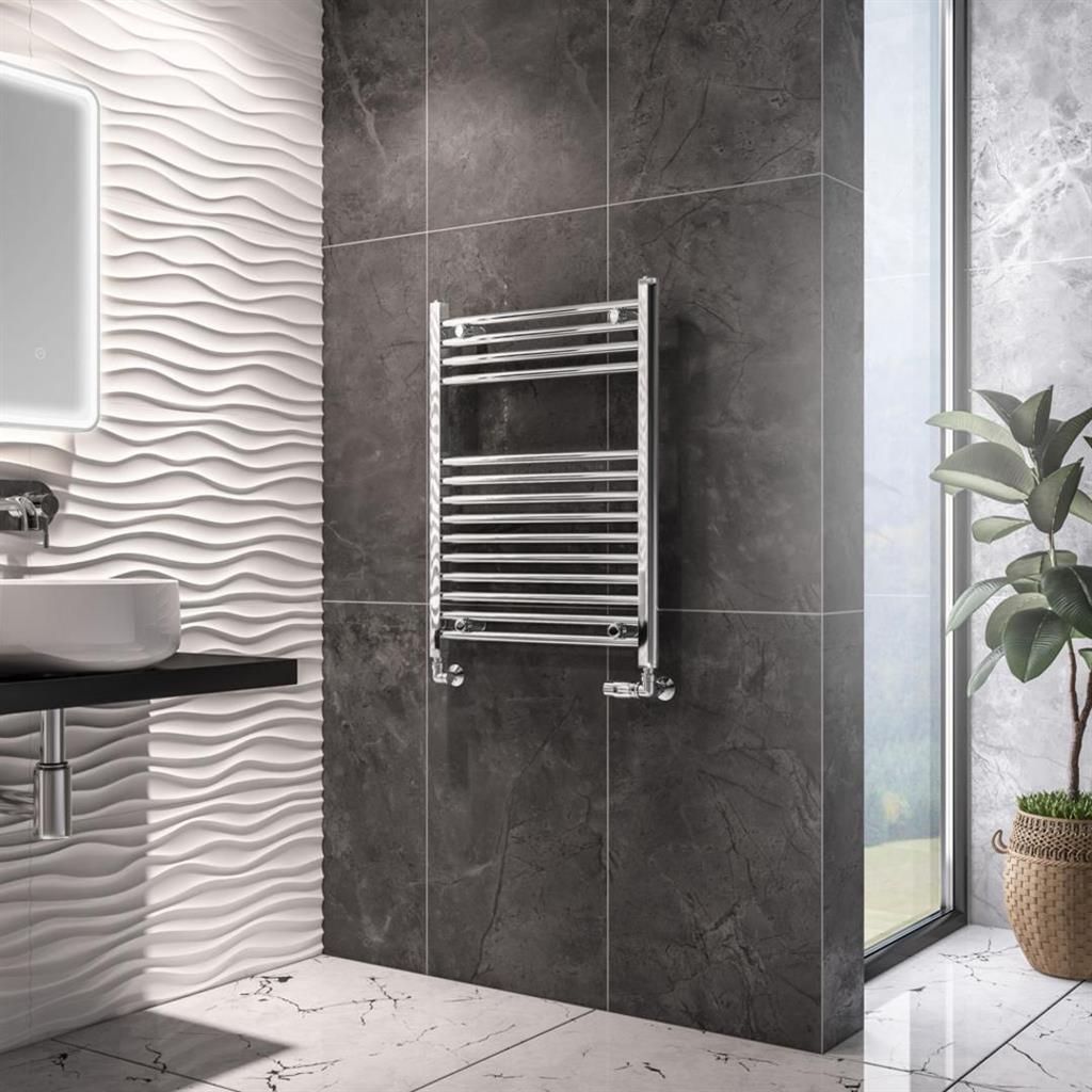 Eastbrook Wingrave Straight Ladder Towel Radiator 800mm x 600mm - Chrome - 89.0093 - TAP 'N' SHOWER