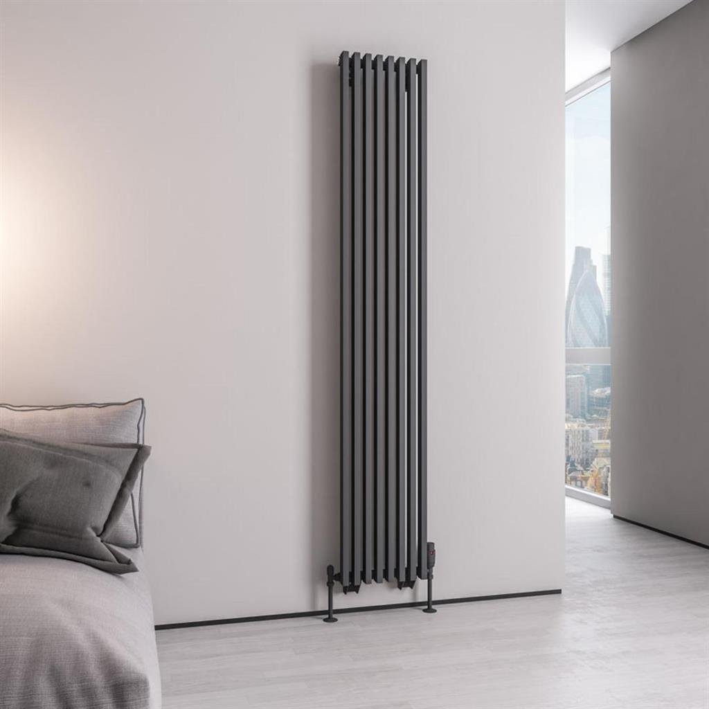 Eastbrook Rowsham Vertical Designer Radiator 1800mm x 300mm - Matt Anthracite - 89.0109 - TAP 'N' SHOWER