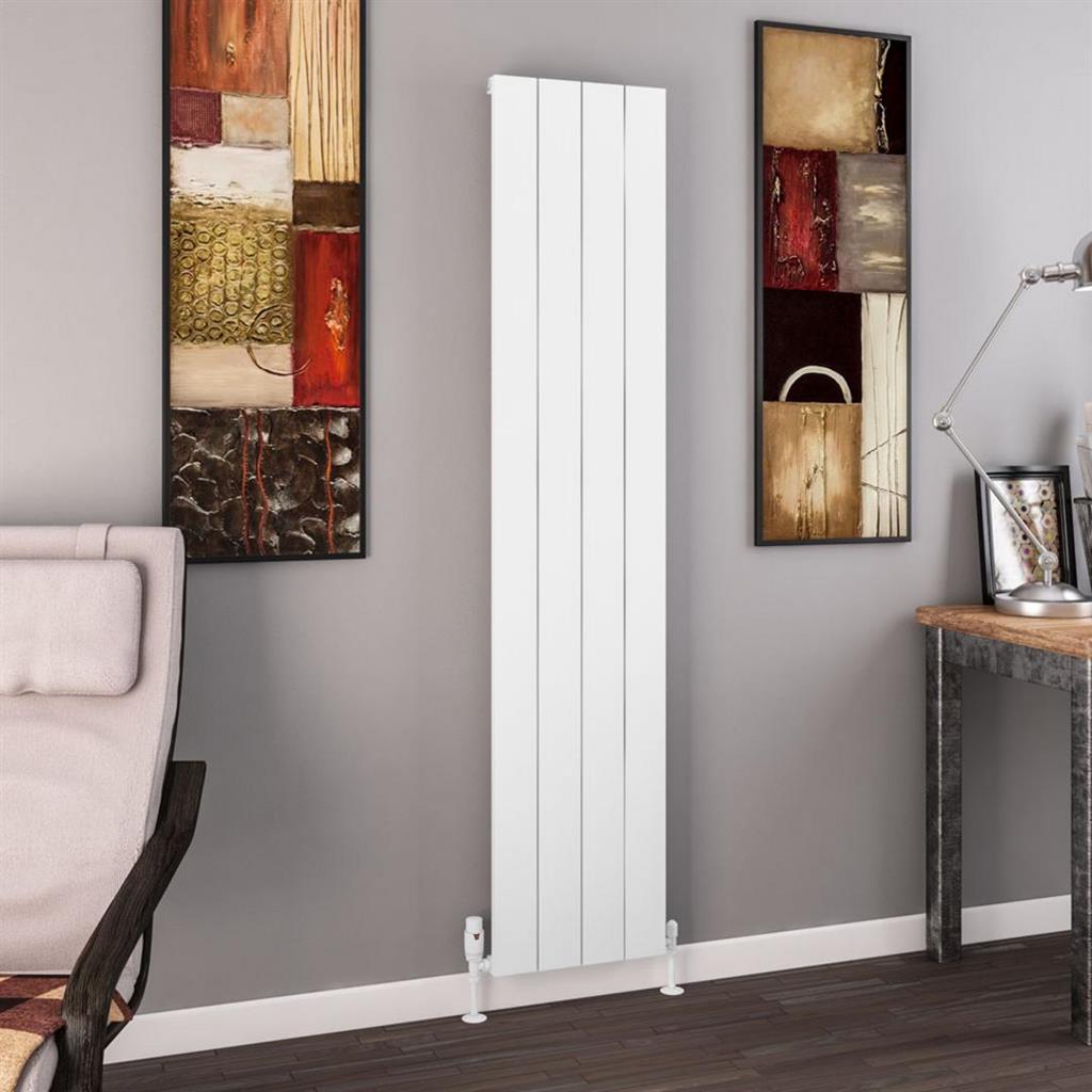 Eastbrook Charlton Aluminium Vertical Radiator 1800mm x 375mm - Matt White - 89.0130 - TAP 'N' SHOWER