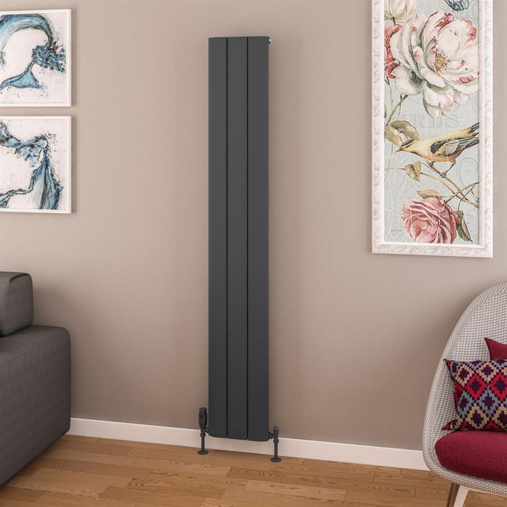 Eastbrook Withington Aluminium Vertical Radiator 1800mm x 280mm - Matt Anthracite - 89.0138 - TAP 'N' SHOWER