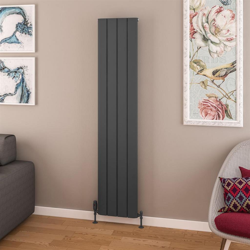Eastbrook Withington Aluminium Vertical Radiator 1800mm x 375mm - Matt Anthracite - 89.0140 - TAP 'N' SHOWER