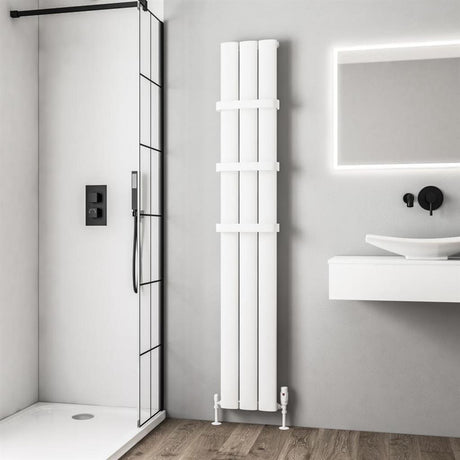 Eastbrook Malmesbury Aluminium Vertical Radiator 1800mm x 280mm - Matt White - 89.0146 - TAP 'N' SHOWER