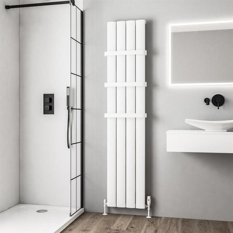 Eastbrook Malmesbury Aluminium Vertical Radiator 1800mm x 375mm - Matt White - 89.0148 - TAP 'N' SHOWER