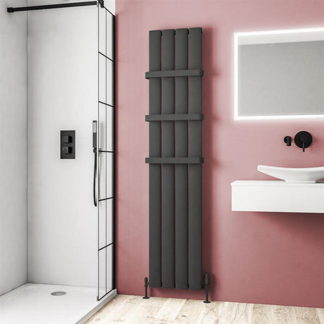 Eastbrook Malmesbury Aluminium Vertical Radiator 1800mm x 375mm - Matt Anthracite - 89.0149 - TAP 'N' SHOWER