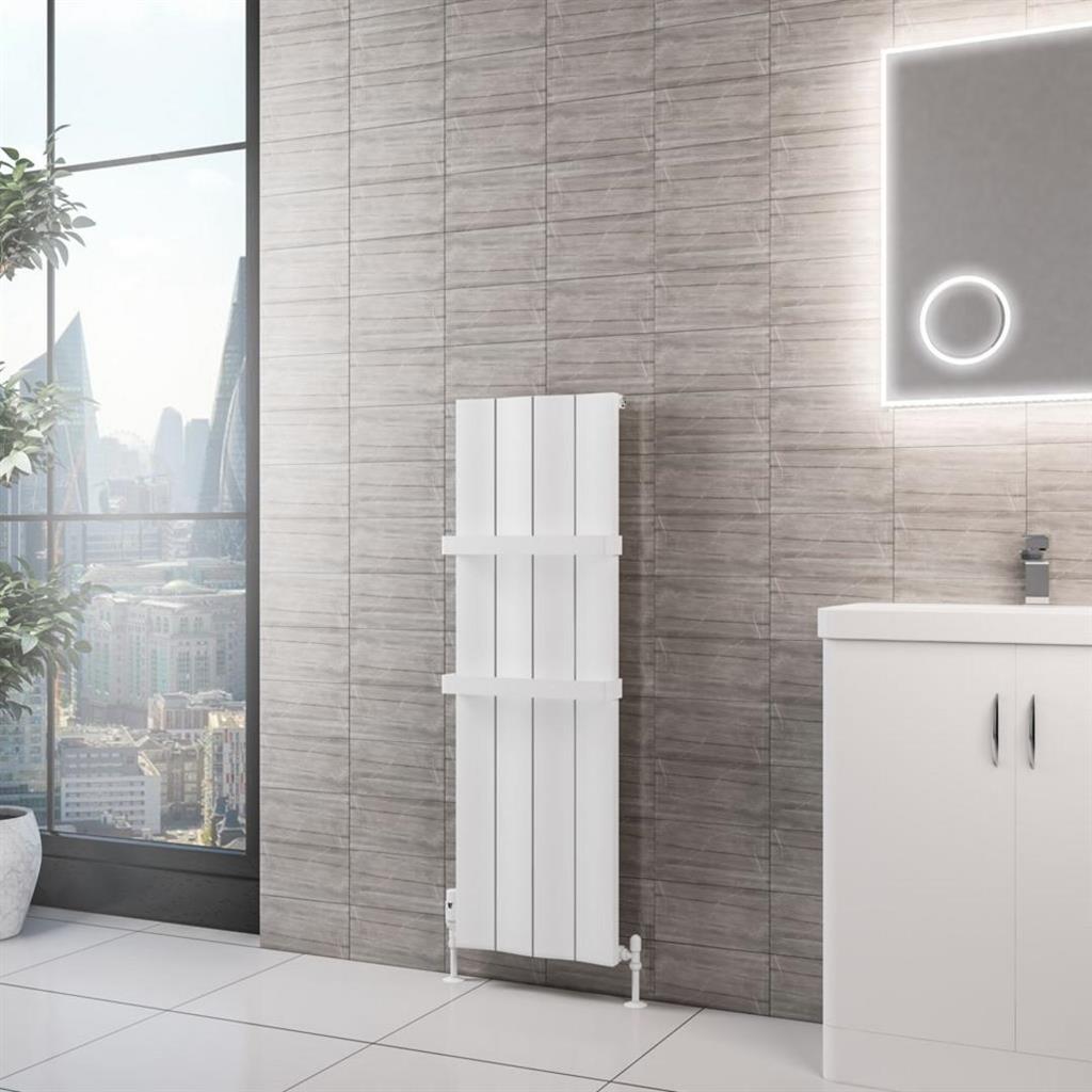 Eastbrook Fairford Aluminium Vertical Radiator 1200mm x 375mm - Matt White - 89.0221 - TAP 'N' SHOWER