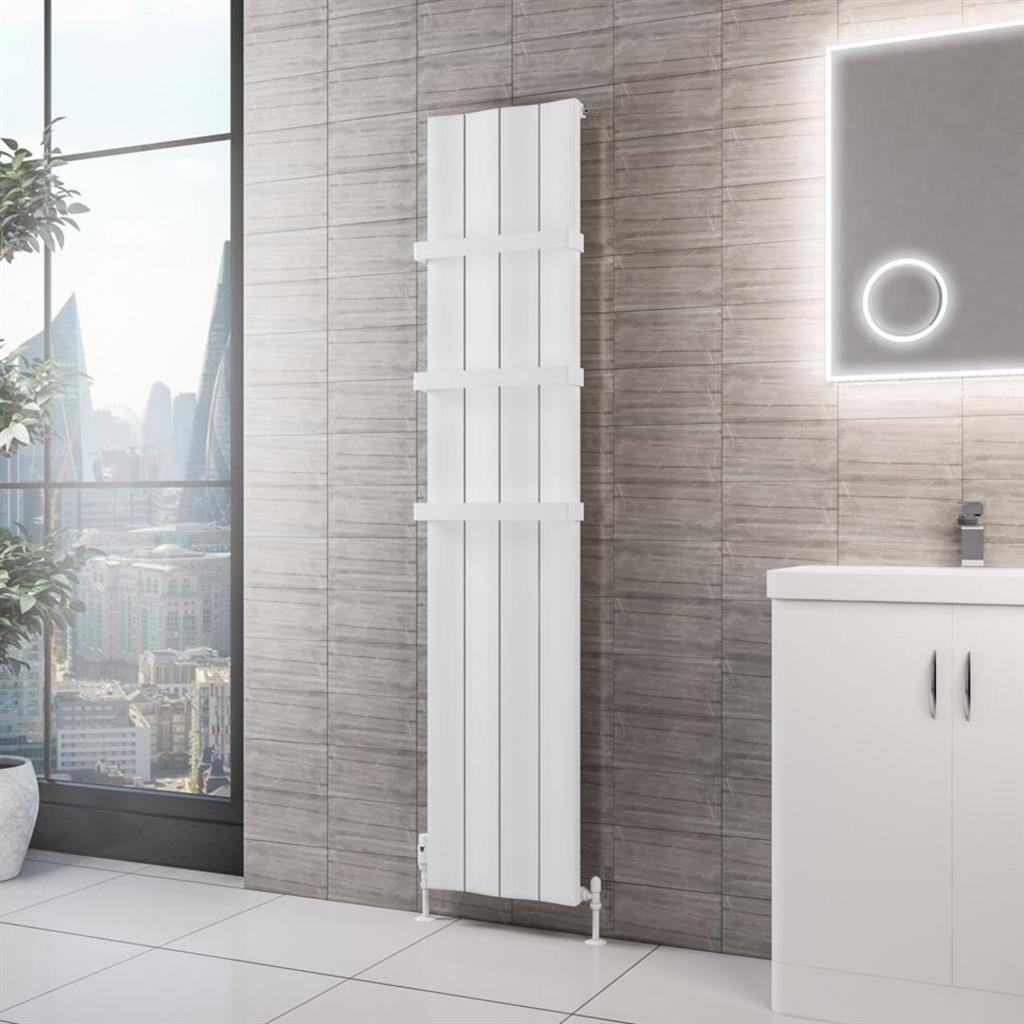 Eastbrook Fairford Aluminium Vertical Radiator 1800mm x 375mm - Matt White - 89.0222 - TAP 'N' SHOWER