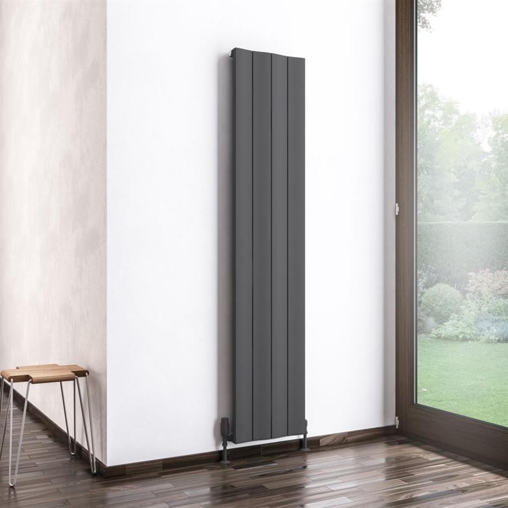 Eastbrook Fairford Aluminium Vertical Radiator 1800mm x 375mm - Matt Anthracite - 89.0228 - TAP 'N' SHOWER