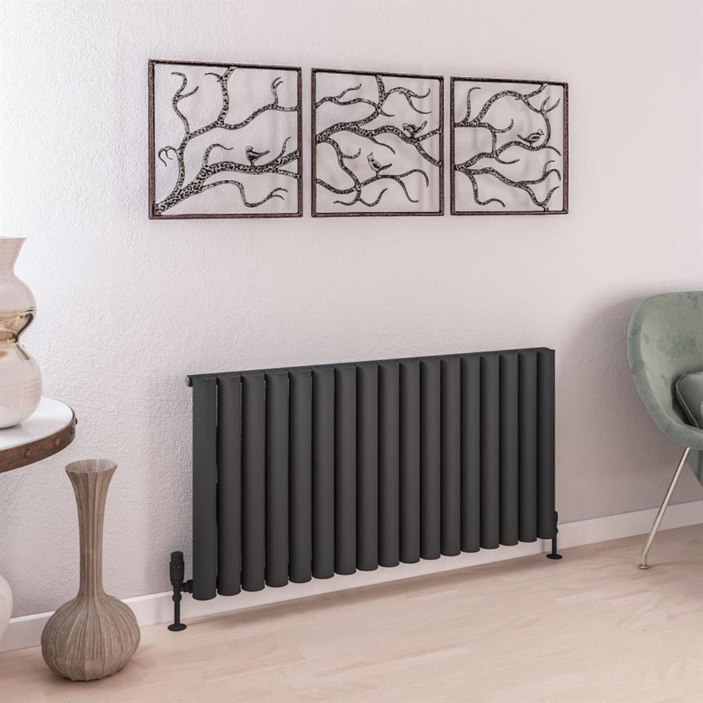 Eastbrook Burford Aluminium Horizontal Radiator 600mm x 1185mm - Matt Anthracite - 89.0242 - TAP 'N' SHOWER
