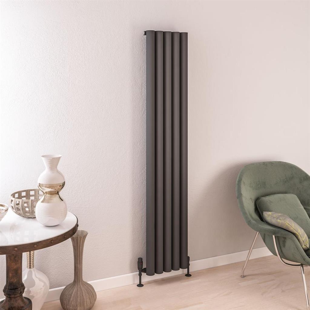 Eastbrook Burford Aluminium Vertical Radiator 1800mm x 345mm - Matt Anthracite - 89.0244 - TAP 'N' SHOWER
