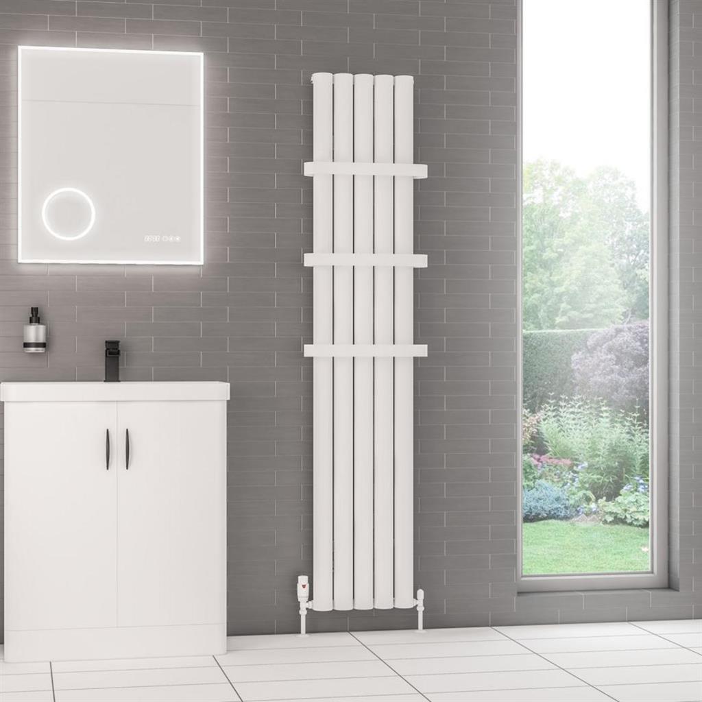 Eastbrook Kelmscott Aluminium Vertical Radiator 1800mm x 345mm - Matt White - 89.0253 - TAP 'N' SHOWER