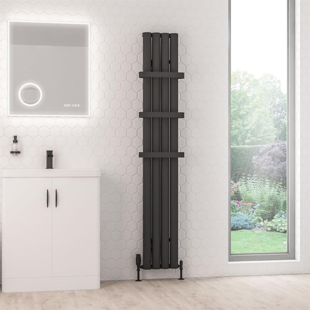 Eastbrook Kelmscott Aluminium Vertical Radiator 1800mm x 275mm - Matt Anthracite - 89.0261 - TAP 'N' SHOWER