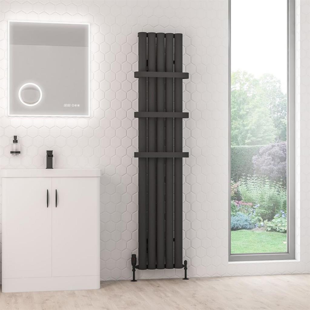Eastbrook Kelmscott Aluminium Vertical Radiator 1800mm x 345mm - Matt Anthracite - 89.0262 - TAP 'N' SHOWER