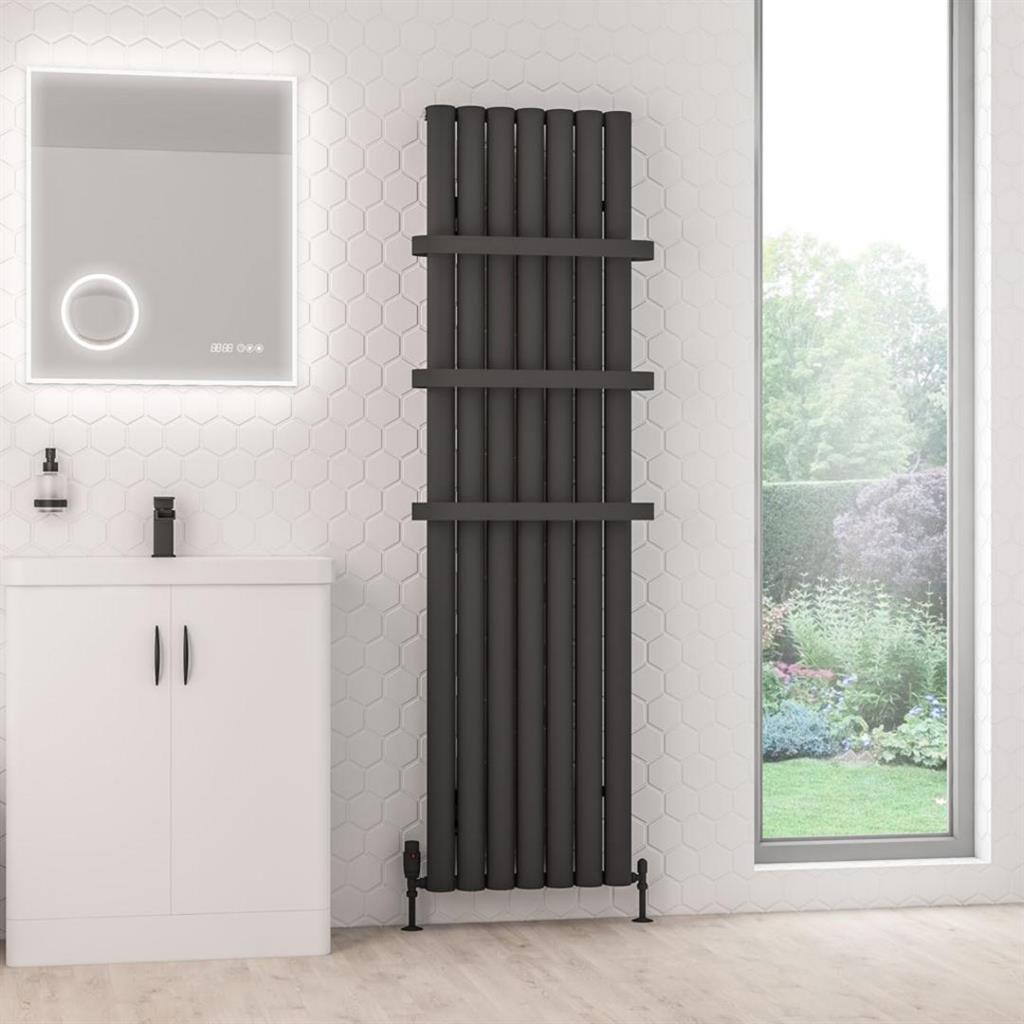 Eastbrook Kelmscott Aluminium Vertical Radiator 1800mm x 485mm - Matt Anthracite - 89.0264 - TAP 'N' SHOWER
