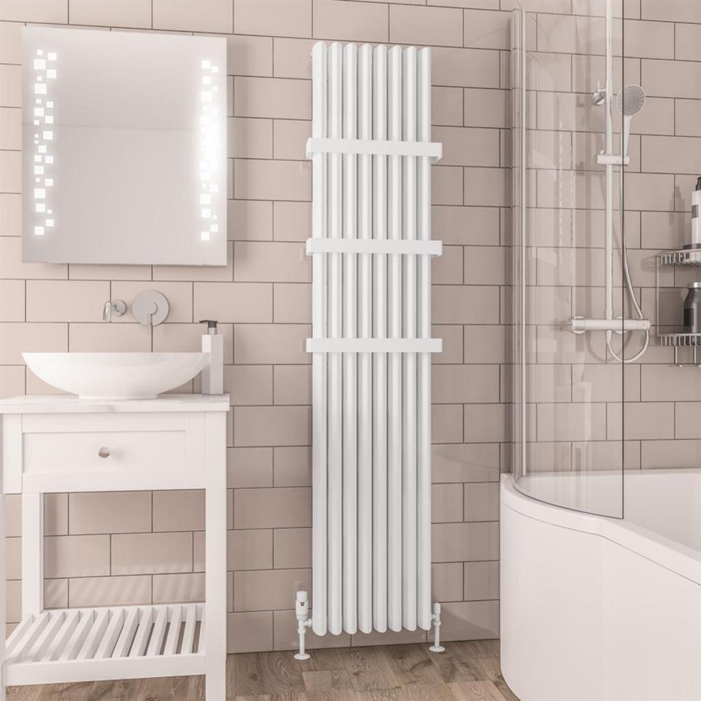 Eastbrook Witney Aluminium Vertical Radiator 1800mm x 375mm - Matt White - 89.0266 - TAP 'N' SHOWER