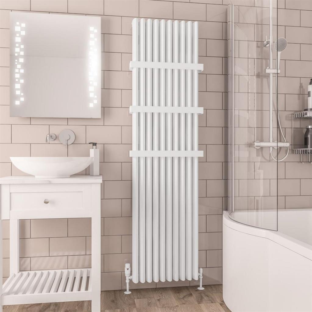 Eastbrook Witney Aluminium Vertical Radiator 1800mm x 470mm - Matt White - 89.0267 - TAP 'N' SHOWER