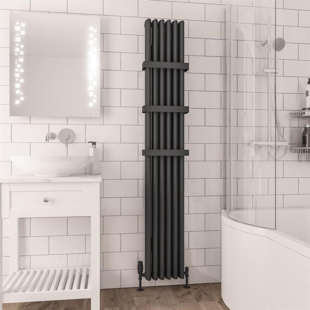 Eastbrook Witney Aluminium Vertical Radiator 1800mm x 280mm - Matt Anthracite - 89.0268 - TAP 'N' SHOWER