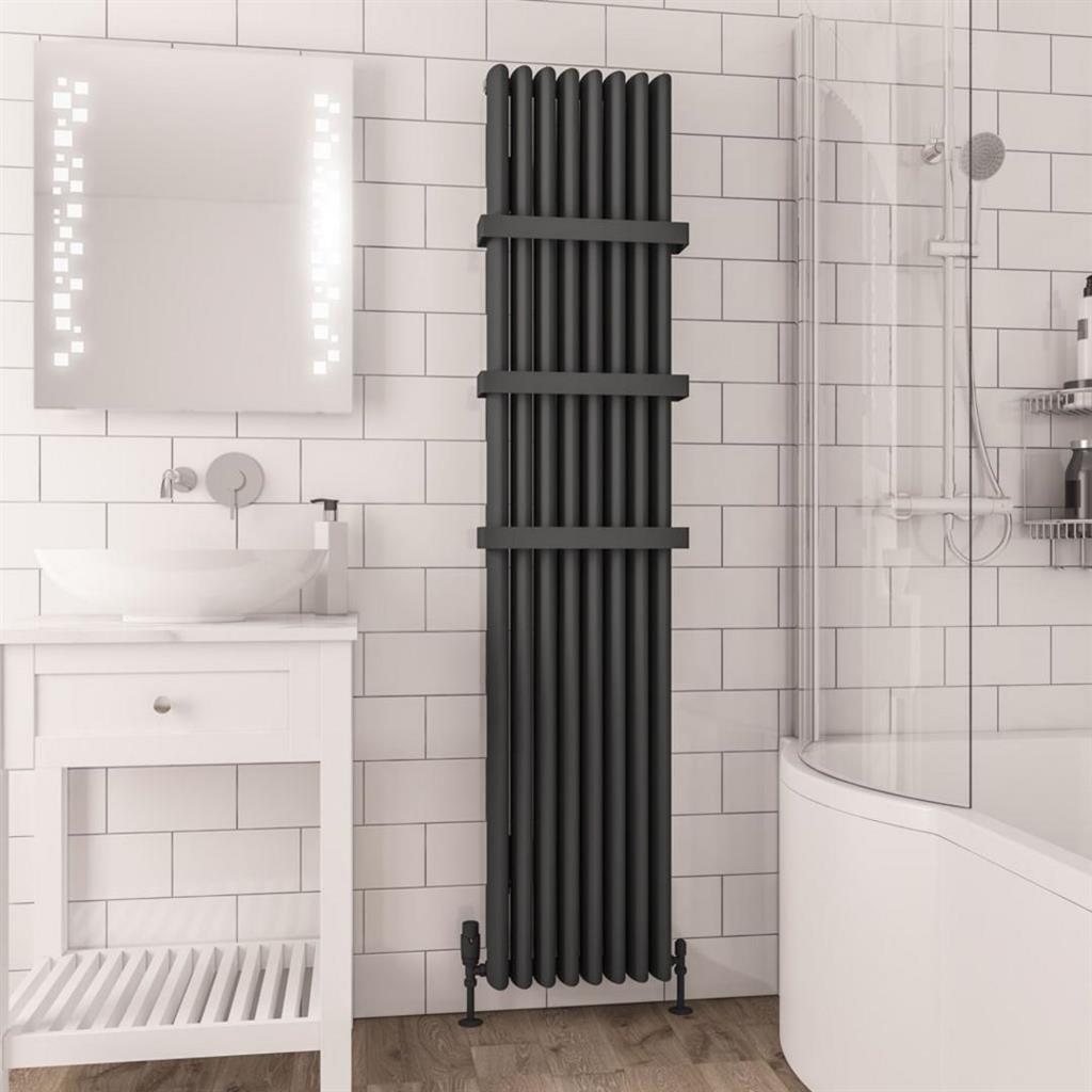 Eastbrook Witney Aluminium Vertical Radiator 1800mm x 375mm - Matt Anthracite - 89.0269 - TAP 'N' SHOWER