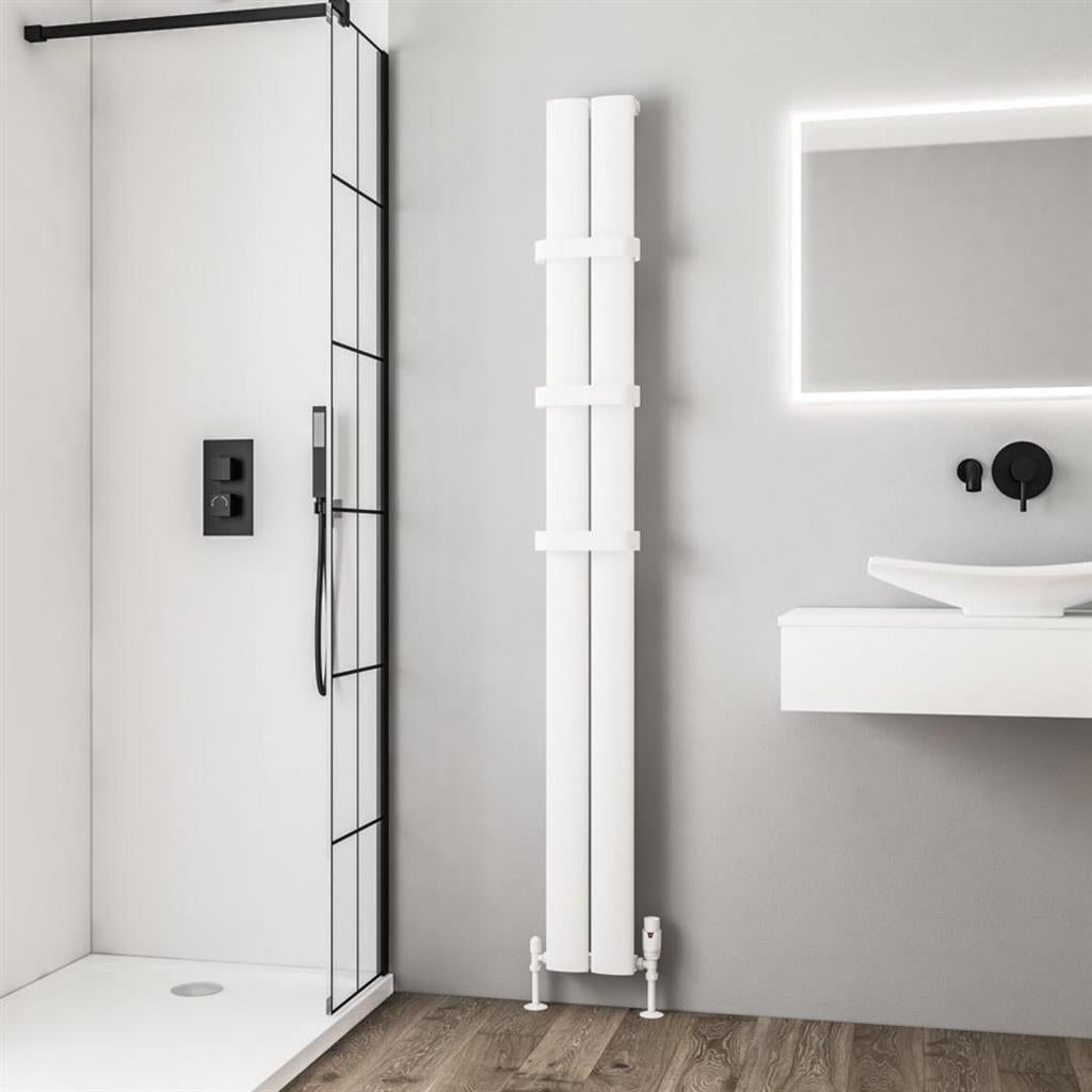 Eastbrook Malmesbury Aluminium Vertical Radiator 1800mm x 185mm - Matt White - 89.0277 - TAP 'N' SHOWER