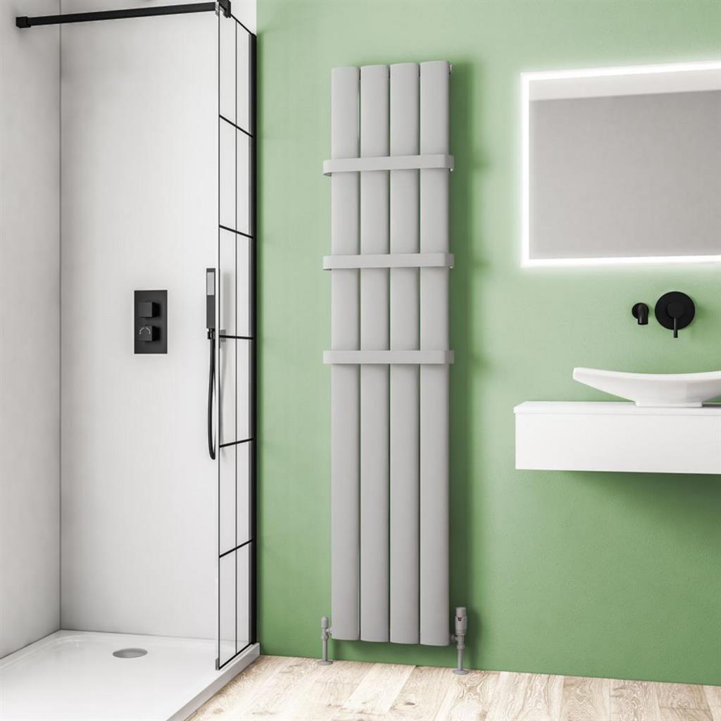 Eastbrook Malmesbury Aluminium Vertical Radiator 1800mm x 375mm - Matt Grey - 89.0281 - TAP 'N' SHOWER