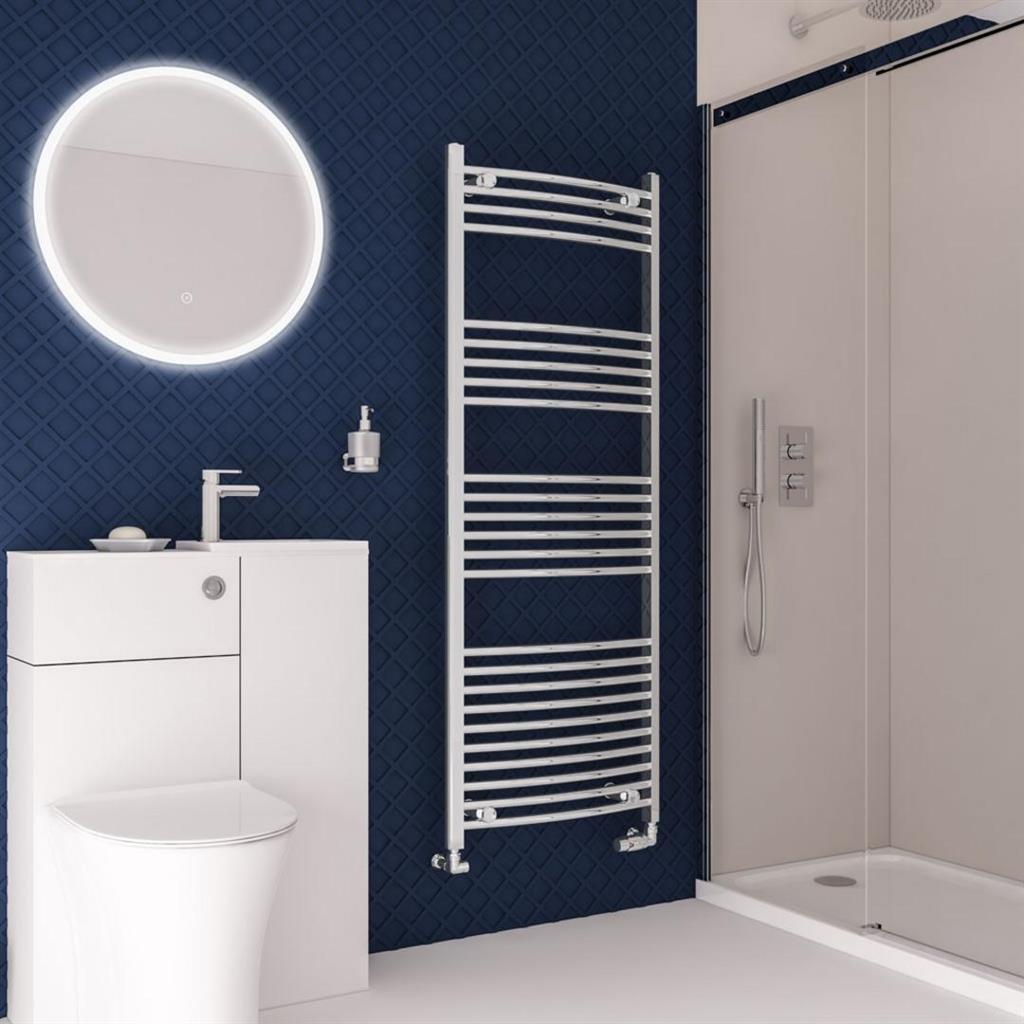 Eastbrook Wingrave Curved Ladder Towel Radiator 1600mm x 600mm - Chrome - 89.0395 - TAP 'N' SHOWER