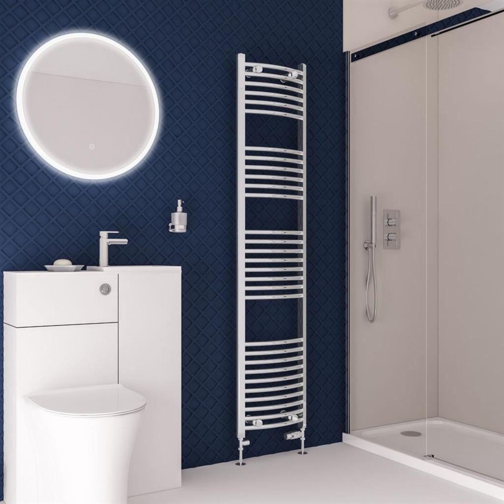 Eastbrook Wingrave Curved Ladder Towel Radiator 1800mm x 400mm - Chrome - 89.0396 - TAP 'N' SHOWER