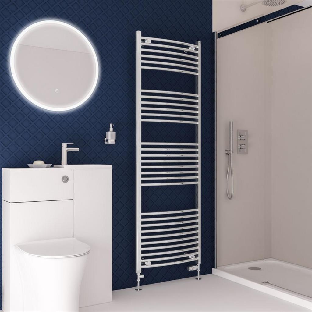 Eastbrook Wingrave Curved Ladder Towel Radiator 1800mm x 600mm - Chrome - 89.0398 - TAP 'N' SHOWER