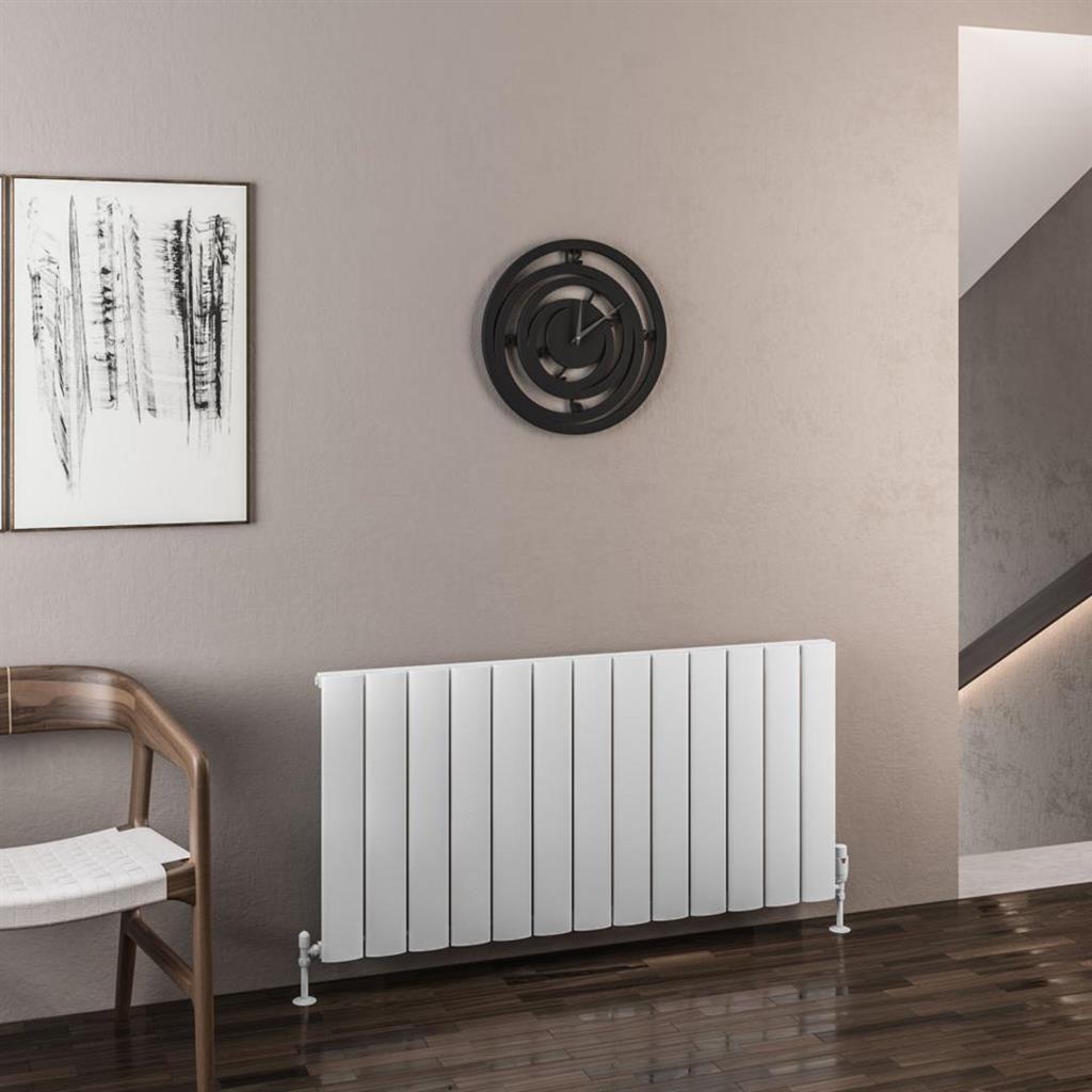 Eastbrook Malmesbury Aluminium Horizontal Radiator 600mm x 1230mm - Matt White - 89.0425 - TAP 'N' SHOWER