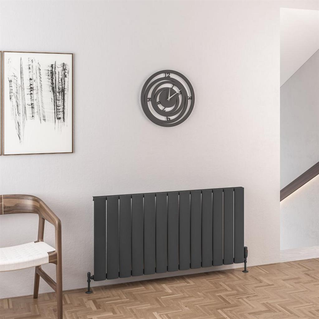 Eastbrook Malmesbury Aluminium Horizontal Radiator 600mm x 1230mm - Matt Anthracite - 89.0431 - TAP 'N' SHOWER