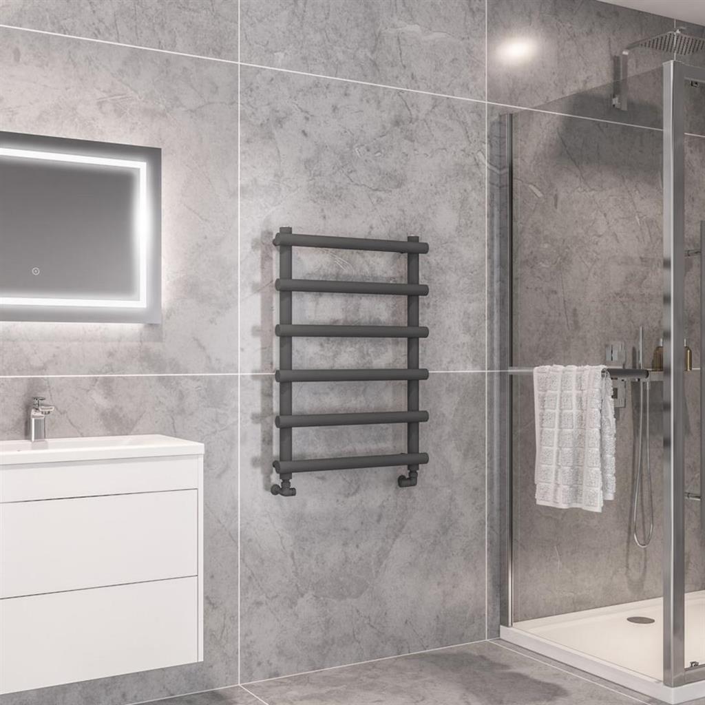 Eastbrook Marlow Straight Designer Towel Radiator 850mm x 600mm - Matt Anthracite - 89.0507 - TAP 'N' SHOWER
